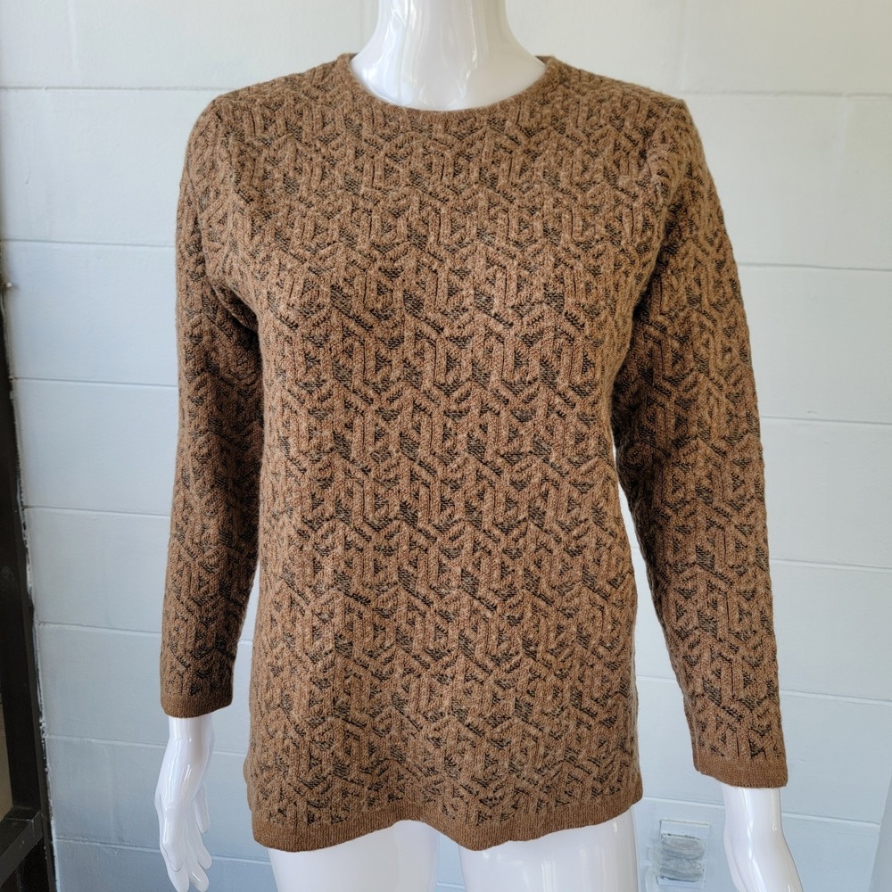 VTG 90s Liz Claiborne Brown Sweater Metallic Wool Sweater Women M Granola Retro